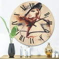 thumbnail image 2 of Designart 'Fashion Portrait of Woman Wearing Hat' Modern Wood Wall Clock, 2 of 5