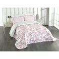 thumbnail image 3 of Ambesonne Flower Quilted Bedspread Set 3 Pcs, Romantic Florals Petals, Queen Size, Pale Pink White, 3 of 5