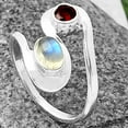 thumbnail image 4 of Rainbow Moonstone - India & Garnet 925 Sterling Silver Ring s.8 Jewelry DGR1123_E_8 R-1039, 4 of 7