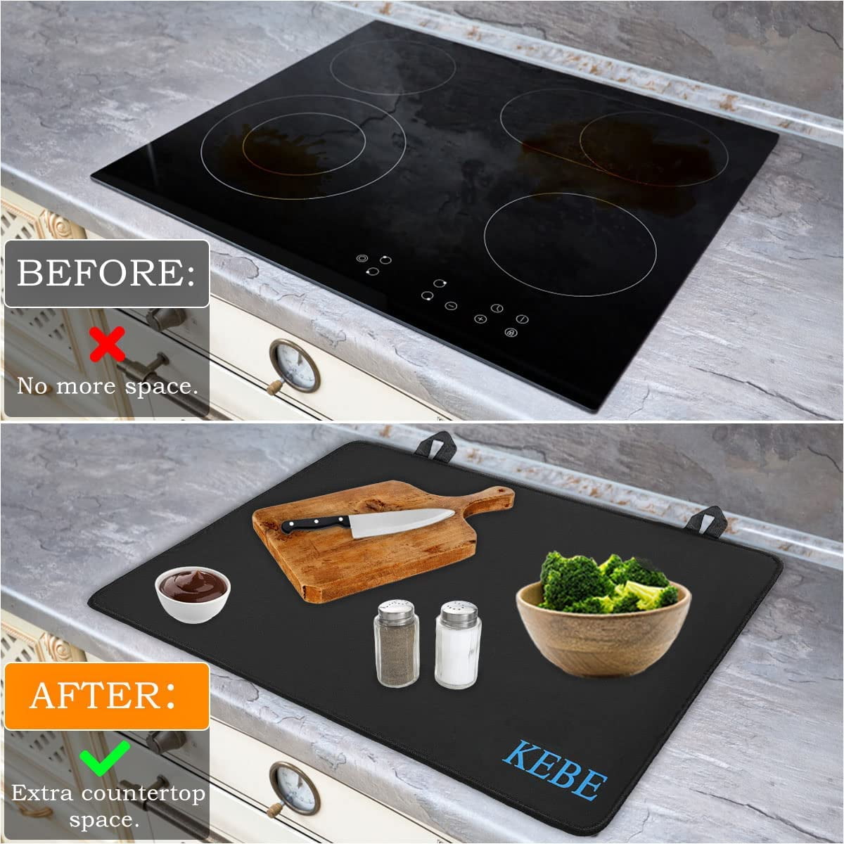 Stove Top Cover, 30.4 inch x 21.5 inch Electric Stove Cover Mat, Ceramic Glass Stove Protector, Washable Rubber Stove Protector Keep Stove Clean