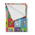 thumbnail image 2 of Cartoon Soft Flannel Fleece Throw Blanket, Group of Funny Young Animals in Colorful Squares Happy Wildlife Pattern, Cozy Plush for Indoor and Outdoor Use, 50" x 60", Multicolor, by Ambesonne, 2 of 5