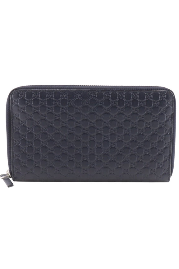 Pre-Owned Gucci Organizer GG Long Wallet Outlet 391465 Shima Leather Black Zipper Men's