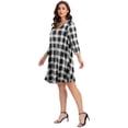 thumbnail image 4 of VEPKUL V Neck Plus Size Dresses 3/4 Sleeve Casual Loose Swing Fall Dress with Pockets 1024_WEM_Flower50_1X, 4 of 9