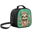 thumbnail image 2 of Yspwyqan Floral Sloth Print Kids Insulated Lunch Tote Double-Insulated Lunch Bag Holds Lunch Box, Water Bottle, & Snacks Easy to Clean Suitable for Preschool and Elementary School Age Children, 2 of 6