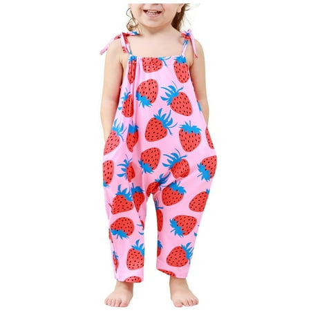 

Fall/Winter Savings Clearance! 2024 AGkizg Baby Girls Clothes Toddlers Girls Casual Jumpsuits Pants Toddler Girls Kids Printing Jumpsuit Playsuit Strap Romper Summer Outfits Clothes Pink 3 Years