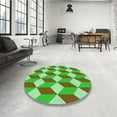 thumbnail image 4 of Ahgly Company Machine Washable Indoor Round Transitional Green Area Rugs, 6' Round, 4 of 7