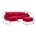 thumbnail image 7 of Large Sectional Sofa Couch & Ottoman Set, U Shape Sectional Sofa with 2 Pillows Living Room Modular Sofa Accent Sofa Chaise Lounge and Golden Legs (Red), 7 of 7