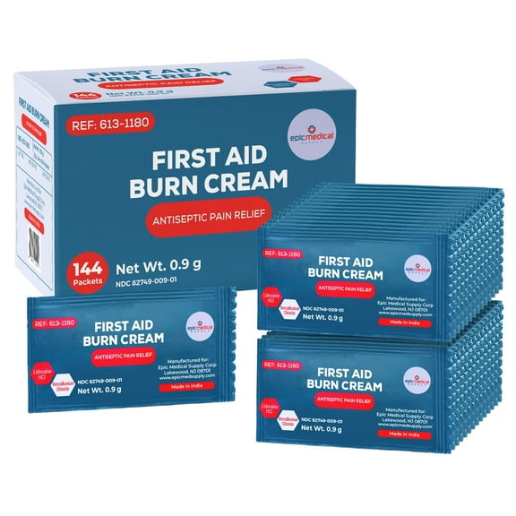 Epic Medical Supply First Aid Burn Relief Cream .9g Packets Box of 144