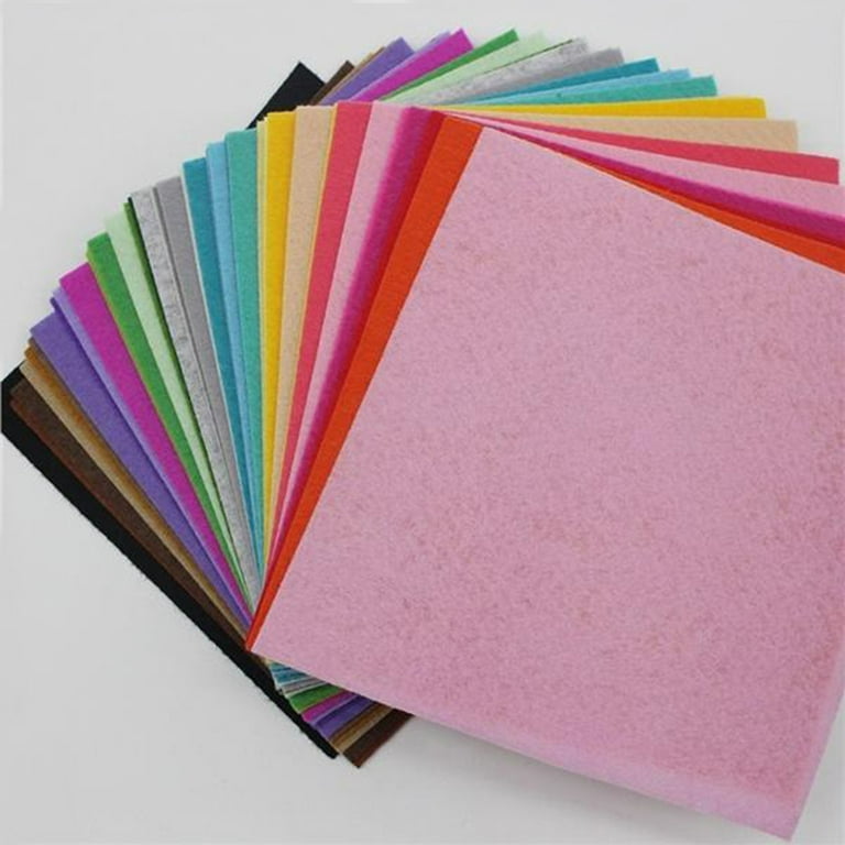 50 Pack Felt Fabric Sheets for Crafts, Sewing, Party Decorations, 8x8  20x20cm, 25 Rainbow Colors 