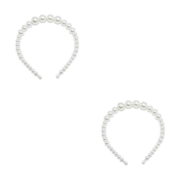 Minnieouse Exquisita perla diadema resistente al desgaste Universal estilo Simple Chic Scrunchie titular Tiaras para mujeres 18mm,4 perlas grandes Type2 NO2
