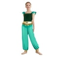 thumbnail image 1 of Sxiwei Arabian Princess Jumpsuits For Girls Rhinestone Patchwork Flying Sleeve Leotard Chiffon Overalls Green 10, 1 of 5