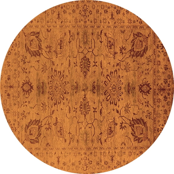 Ahgly Company Indoor Round Oriental Orange Industrial Area Rugs, 3' Round