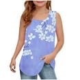 thumbnail image 2 of qolati Girls Tank Tops Kids Summer Crewneck Sleeveless Shirts Cute Floral Print Loose Fit Basic Blouse Dancewear 3-14 Years, 2 of 6