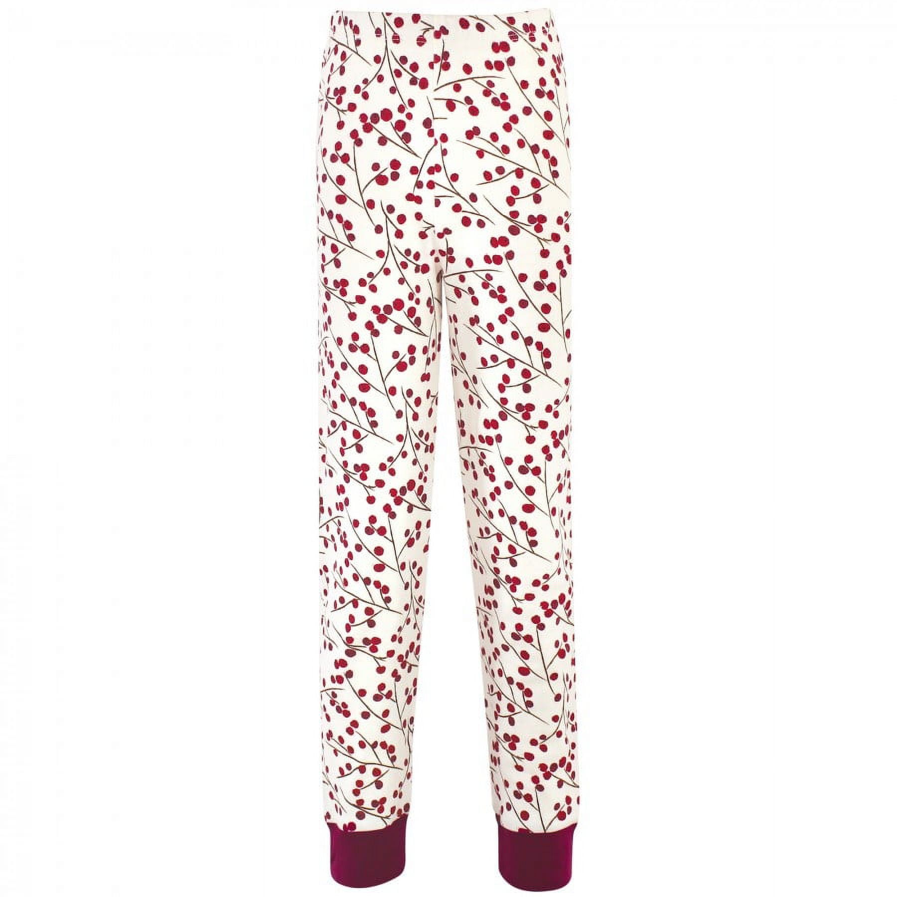 Touched by Nature Baby Girl Organic Cotton Tight-Fit Pajama Set, Berry Branch, 6-12 Months