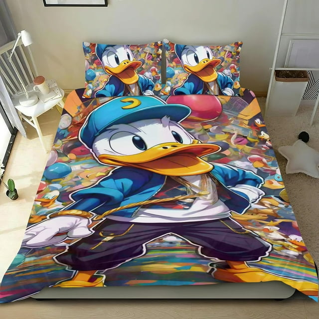 Pato Donald Marinero Conjunto de sábanas temático, trío de piezas, cómodo y amigable con la piel, diseño único, regalo de decoración para el hogar para familiares, amigos y fans,135cm *200cm