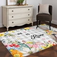 thumbnail image 4 of Rectangle Area Rug 4x6ft, Farmhouse Flower Rabbit Non-Shedding Washable Area Rug, Spring Floral Easter Egg Gray Plaid Non Slip Low-Profile Rugs for Living Room, Bedroom Dining Room, 4 of 9