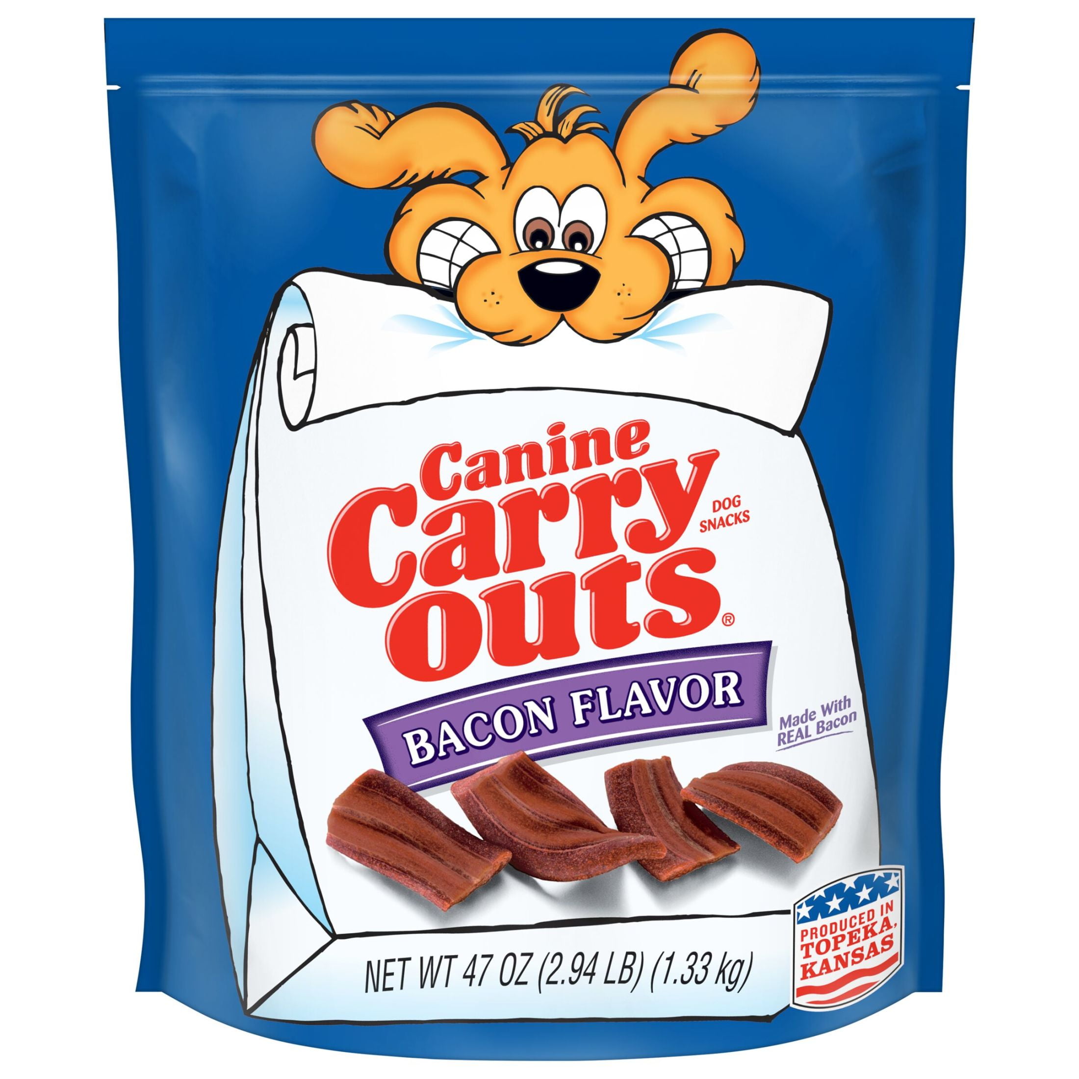 (4 pack) Canine Carry Outs Bacon Flavor Dog Treats, 47oz Bag