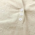 thumbnail image 5 of IYYVV Boho Embroidered Tops for Women 3/4 Sleeve Length Peasant Shirts Plus Size Summer Dressy Casual Blouses 2026 Beige XL, 5 of 7