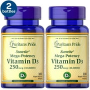 2 Pack - Puritan's Pride Vitamin D, 10000 IU, 100 Softgels