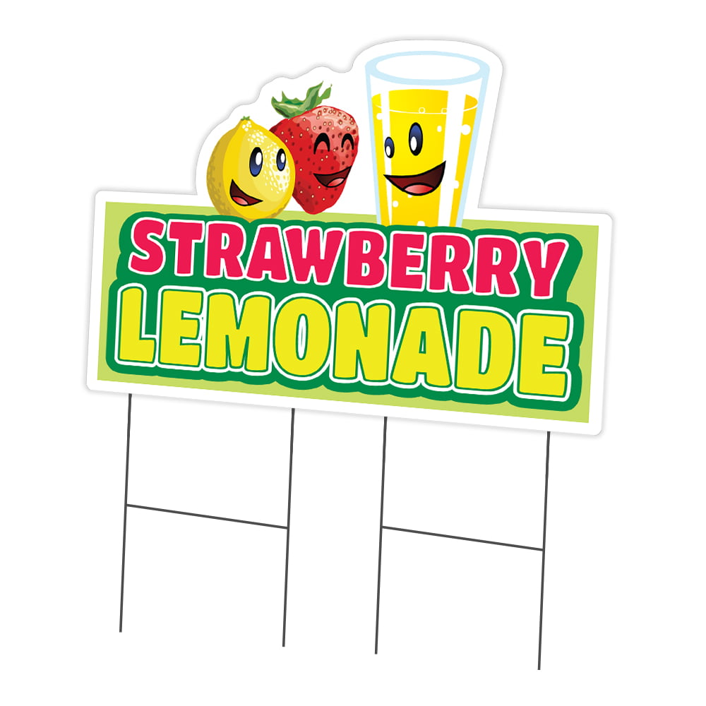 Strawberry Lemonade Yard Sign & Stake outdoor plastic coroplast window 