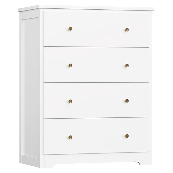 White Dresser with 4 Drawers, 29" W Chest of Drawers, Wood Dresser