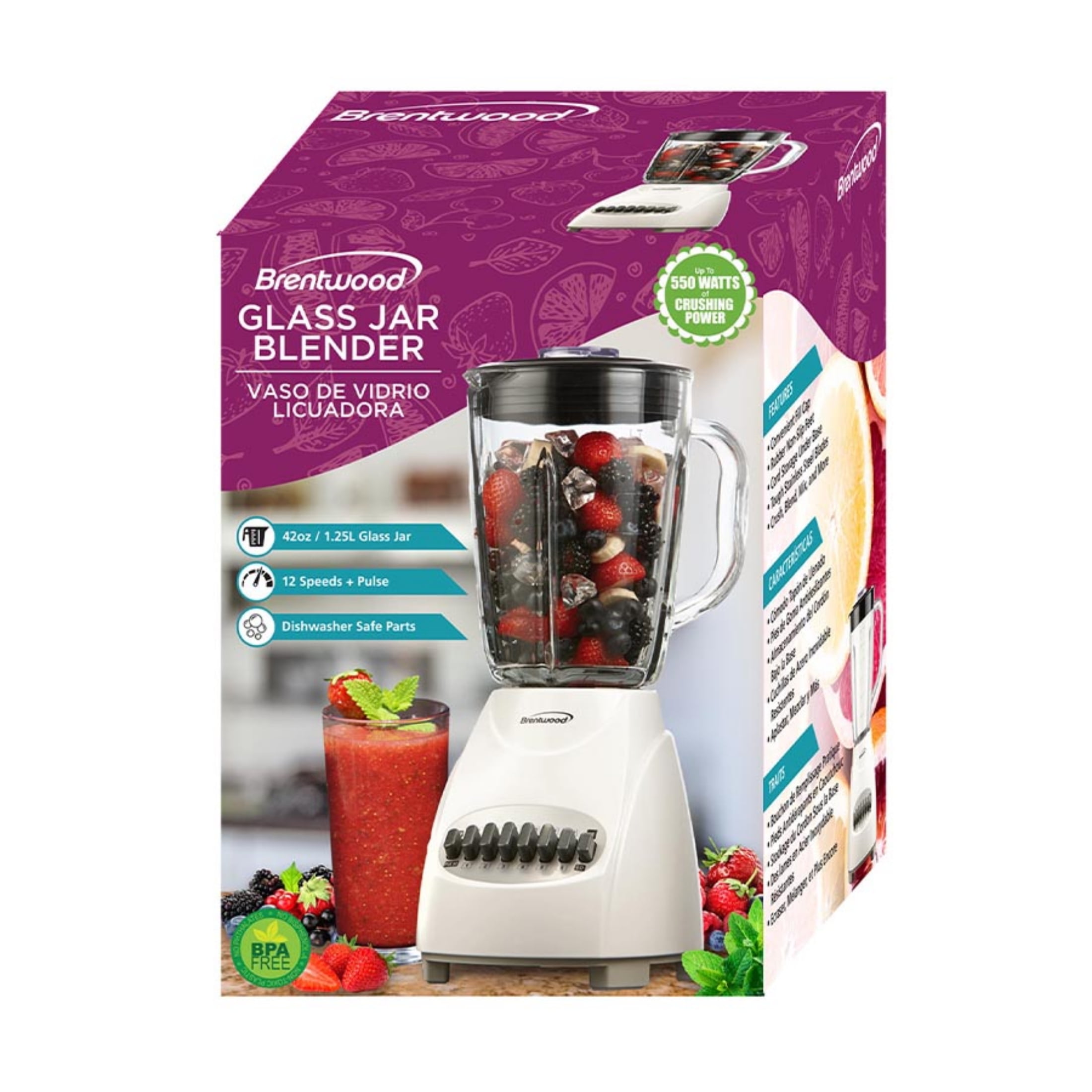Brentwood 50-oz. 12-Speed Red Electric Blender with Plastic Jar 98586545M -  The Home Depot