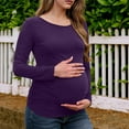thumbnail image 4 of Neewe Women's Maternity Casual Round Neck Long Sleeved Fold Blouse Maternity Top Pullover, 4 of 7
