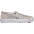 thumbnail image 2 of Geox Leelu Women's Synthetic Leather Slip On Sneakers With Side Zip In Cream Size 7, 2 of 6