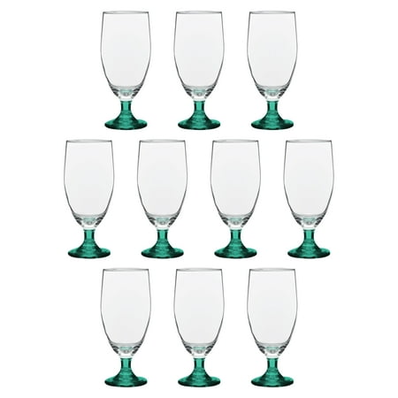 

Large Water Goblet Glasses by Toscana 20 Oz Set of 10 Iced Tea Stemmed Footed Glass Glassware Green