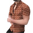 thumbnail image 1 of Camisa de manga corta con cuello en V para hombre, con estampado de Halloween, informal, con estampado de blusa Pompotops  oipoqjl45949, 1 of 7