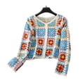 thumbnail image 2 of JNANEEI Women Casual Button Down Crochet Cropped Cardigan Long Sleeve Ethnic Hollow Knit Colorful Sweater for Jacket Cover Up Co, 2 of 19