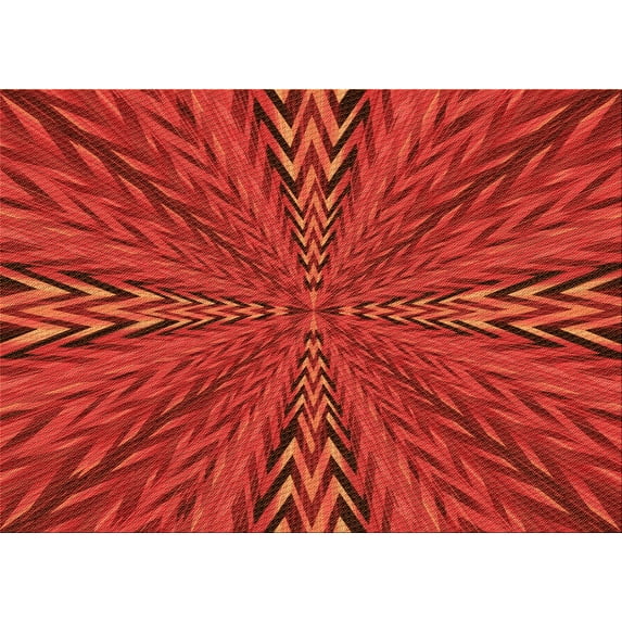 Ahgly Company Machine Washable Indoor Rectangle Transitional Red Area Rugs, 4' x 6'