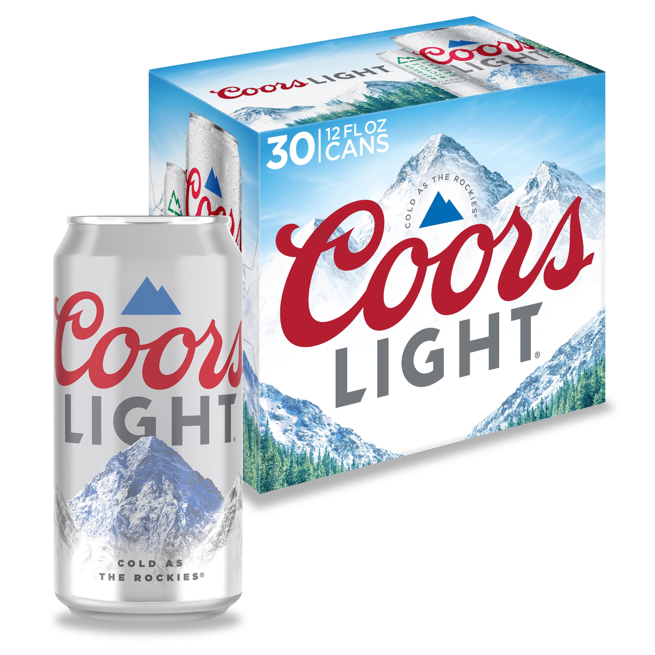 Coors Light Beer Light Lager Beer 30 Pack Beer 12 FL OZ Cans 4 2 ABV