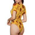 thumbnail image 2 of Fotbe Vintage Leopard Print Sunflower Body de Mujer con Cuello Redondo y Mangas Cortas, Sin Mangas Ajustado, Suave, Cómodo y Básico-XX-Large, 2 of 7