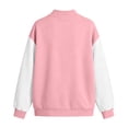 thumbnail image 5 of IUYRTFE Women's Color Block Varsity Bomber Jacket Button Down Long Sleeve Casual Baseball Coat with Pockets, 5 of 5