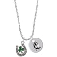 thumbnail image 1 of Delight Jewelry Silvertone Irish Luck Horseshoe with Shamrock Silvertone Script Initial Disc - Q - Charm Necklace, 20"+3", 1 of 4