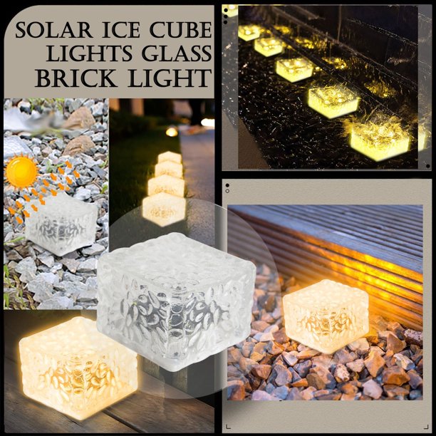 Party Decorations Solar Ice Cubes Lights Glass Brick Light Solar Brick