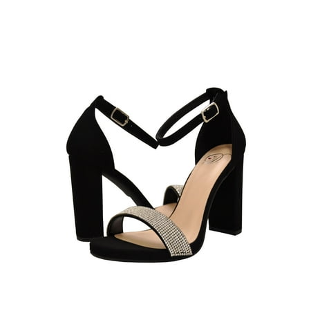 

Delicious Laser-S Women s Embellished Open Toe Ankle Strap Heels