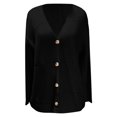 thumbnail image 4 of Wang6 Womens Lightweight Plus Size Cardigan Sweaters Fall Red Open Front Button down Knit Sweater Elegant Long Sleeve Loose Knitted Tops Ladies V Neck Solid Outwear Black L, 4 of 4