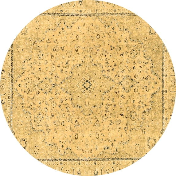 Ahgly Company Indoor Round Abstract Brown Modern Area Rugs, 8' Round