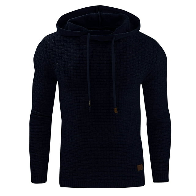 Men Sweatshirt Gym Long Sleeve Drawstring Hooded Plaid Pullover Hoodies