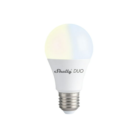 Shelly Duo, WiFi Smart Bulb, Warm Light, No Hub Required, iOS Android Enabled, Alex and Google Compatible, MQTT Enabled, 2500K to 6500K, 10W-800LM, E26 Bulb Base