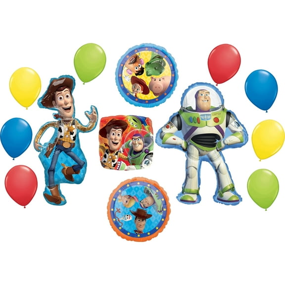 Toy Story Buzz and Woody Birthday Party Supplies 13 Piece Balloon Bouquet Decorations