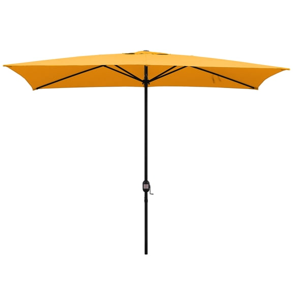 KOOL 10x6.5ft Rectangular Patio Umbrella with Crank Handle, Outdoor Market Umbrella with 6 Sturdy Umbrella Ribs, Waterproof, Orange