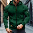 thumbnail image 2 of Havenx Zip Up Hoodies for Men Long Sleeve Drawstring Hoodies with Pockets Hooded Sweat Shirts Gym Hiking Outdoor Fall Winter Athletic Outfits,Dark Green M, 2 of 7