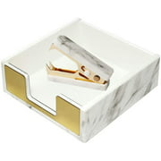 MultiBey Sticky Notes Pad Holder Memo Dispensers Rose Gold with Marble White Texture Desk Supplies Organizer