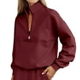thumbnail image 2 of Fall Sweatshirts for Women 2025 Long Sleeve Half Zipper Stand Collar Plain Oversized Sweatshirt Pullover Tops, 2 of 6