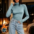 thumbnail image 2 of NominalSnug Womens Fleece Lined Thermal Tops Turtleneck Long Sleeve Shirts Winter Warm Base Layer Top with Thumble Hole, 2 of 8