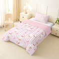 thumbnail image 2 of Manfei Cartoon Stripe Bow Twin Comforter Sets,Cute Floral Duck Bedding Set,Pink Reversible,2-Piece,1 Comforter and 1 Pillowcase, 2 of 7