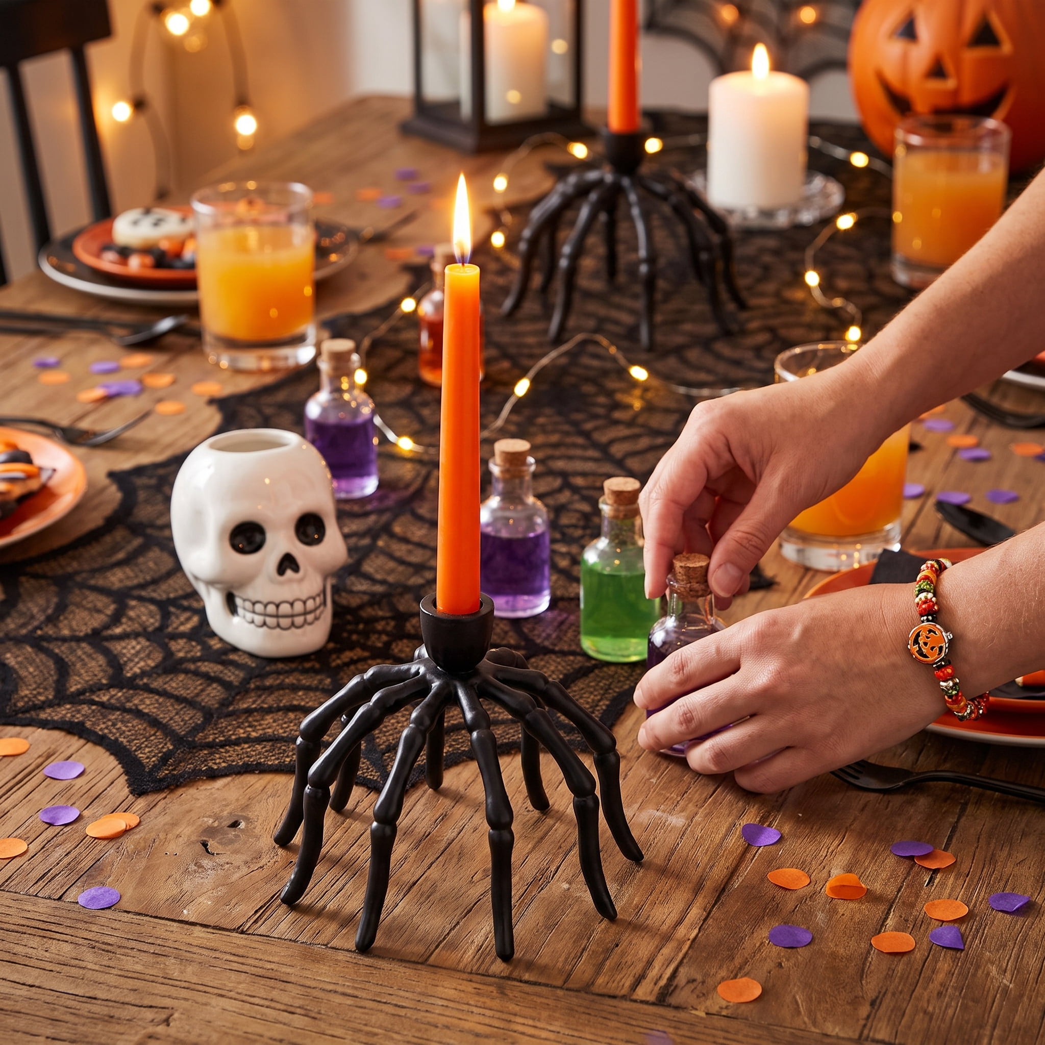 Metal Spider Candle Holder, Black, 5.2", Halloween by Way To Celebrate